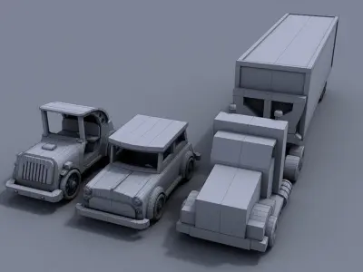 Decorative 3D cars Low-poly 3D model