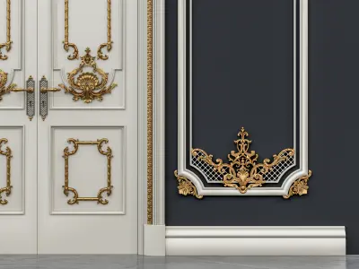 Classic carvings moldings and gypsum cornice 12 3D model