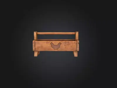 Rustic Hen Crate Low-poly 3D model