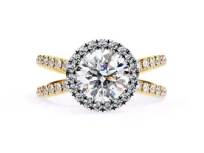 Round Diamond Halo setting eternity ring for women 3D print model