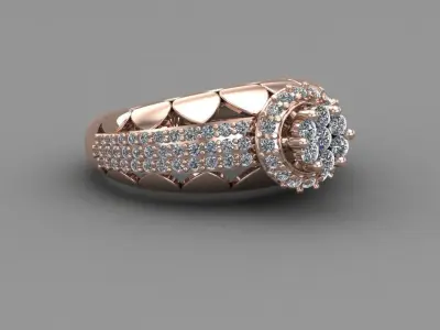 Rose Gold Women Diamond Ring 3D print model 3D print model 20