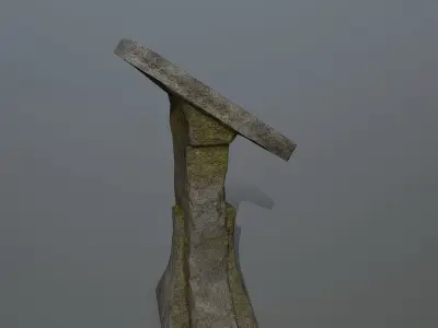 lectern stone bench Low-poly 3D model