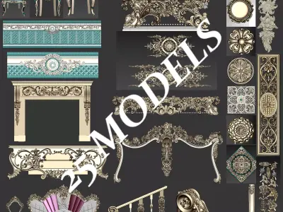 Collection of classical ornaments 03 3D model