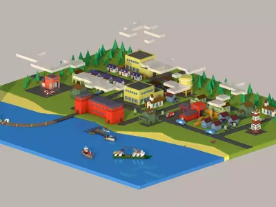 administrative buildings Low-poly 3D model