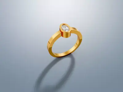Oval Bezel Solitaire Ring 3D print model