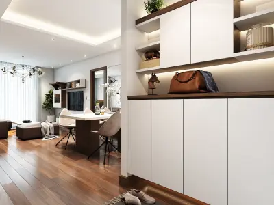 Livingroom Kitchenroom and Dinningroom 3dmodel V-ray Scene 3D model