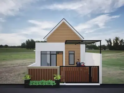 Simple Modern Residential House Exterior Low-poly 3D model