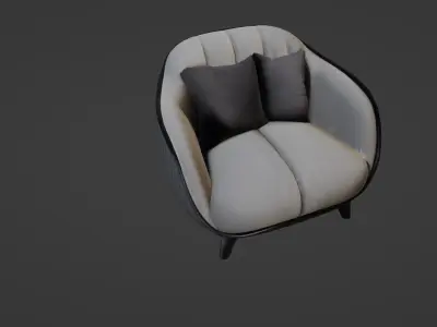 Modern Curved Armchair with Textured Upholstery 3D model