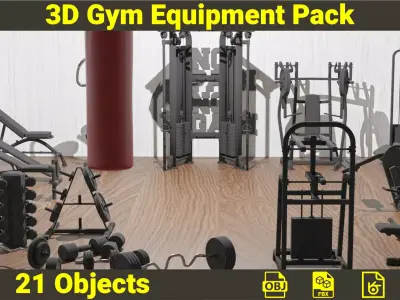 3D Gym Equipment Pack 3D model