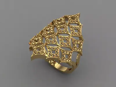 Vintage Womens Diamond Ring Women Rings 3dmodels 3D print model 3D print model 7