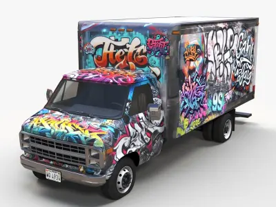 Graffiti truck Low-poly 3D model