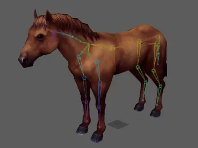 Lowpoly Stylized Horse  Animated for VR AR Games  Low-poly 3D model