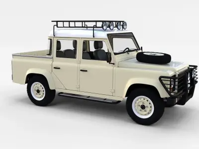 Land Rover Defender 110 Double Cab Pick Up w interior rev 3D model