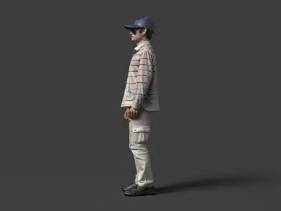 Chinese boy figure   Low-poly 3D model