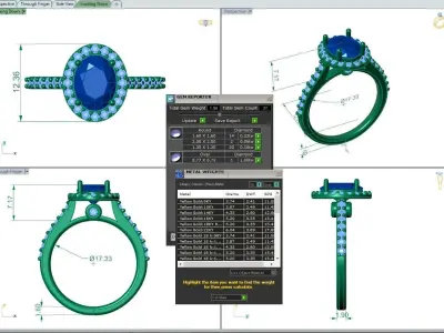 Luxury Engagement Diamond ring oval 3D print model