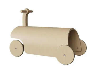 Retro Plywood Push Car Low-poly 3D model