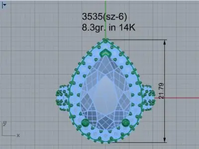 Pear Halo Ring 3535 3D print model