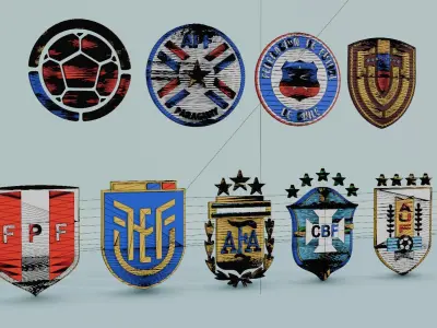 3D soccer logos from South America 3D model