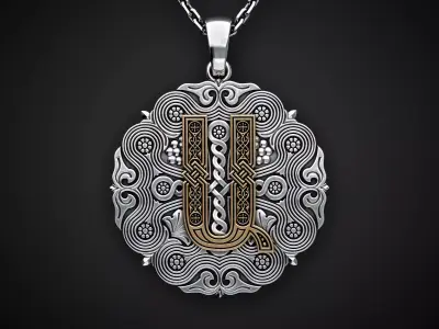 PENDANT WITH THE ARMENIAN LETTER 1 Printable Model 3D print model