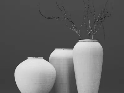 Antique Effect Hydroponic Ceramic Vase Vol5 3D model