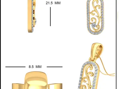 Solitaire Women Pendant 3dm STL OBJ FBX Renders Details 3D print model 70