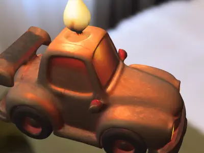 Cartoon Sports Car with Candle Low-poly 3D model