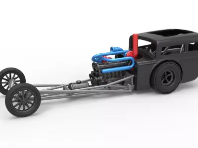 Front engine old school dragster with shell V4 Scale 1 to 25 3D print model