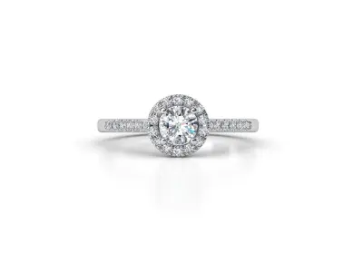 ZDR045 halo diamond engagement ring 3D print model