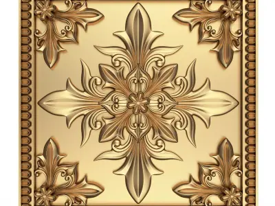 Carved Tile 03 Low-poly 3D model