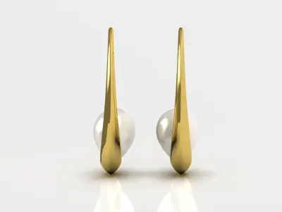 Modern hoop earrings with pearls stl model pe0002 3D print model