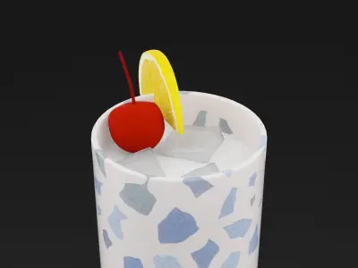 Cherry Lemon Cocktail Low-poly 3D model