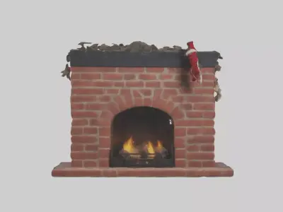 Fireplace with Stockings Model Low-poly 3D model