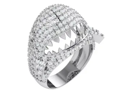 Diamond Shark Ring 4052 3D print model