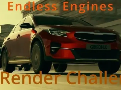 Car animation scene 3D model