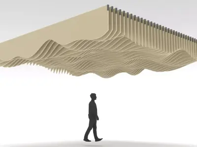Parametric Ceiling Wave Contour Design with Hangers 3D model