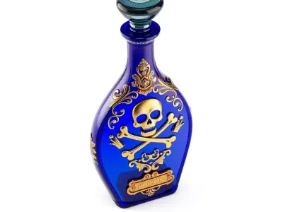 Vintage Blue Poison Bottle Decanter Low-poly 3D model