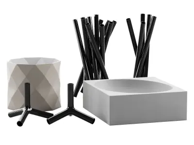 living decor set for the coffee table bb italia vases 00  3D model