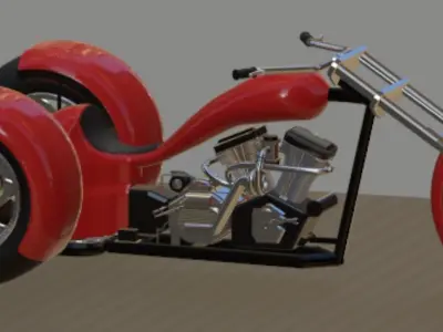 Harley Turbo Drag Trike- High Poly 3D model