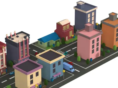 Lowpoly  Cartoon City Pack 1 Low-poly 3D model
