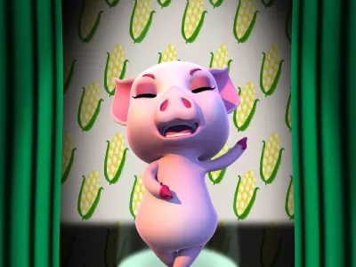 PinkPink little sow in pink 3D model