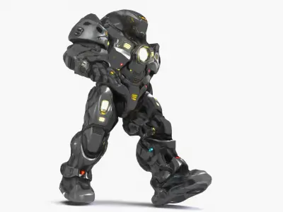 Futuristic Robot fighter AI Robot Character Low-poly 3D model