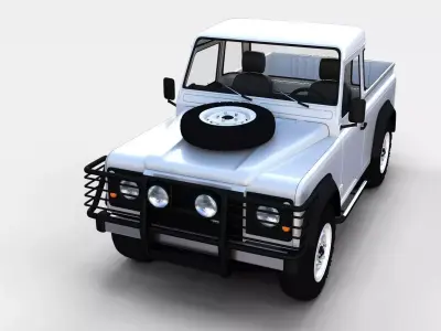 Land Rover Defender 90 Pick Up w interior rev 3D model