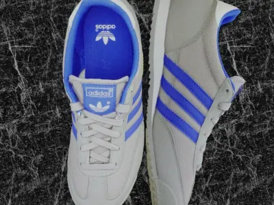 ADIDAS 3D SHOES - WHIE - BLUE - DRAGON Low-poly 3D model