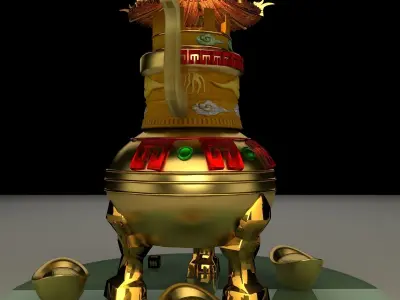 Chinese gold ingot 3D model