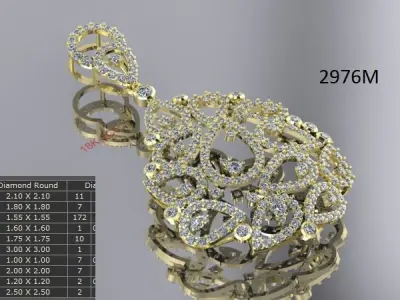 jewelry necklace and earrings with diamonds 3D print model