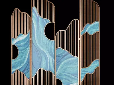 Partition ocean waves room divider 3D model