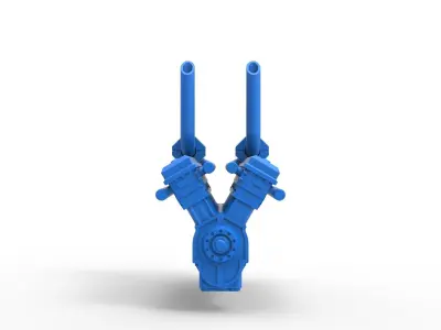 Turbo engine V12 for pulling tractor Scale 1 to 25 3D print model