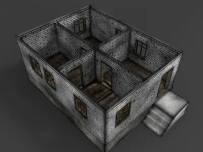 BrickHouse house with stairs and windows Free low-poly 3D model