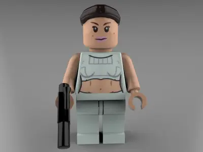Padme lego figure holding gun 3D model