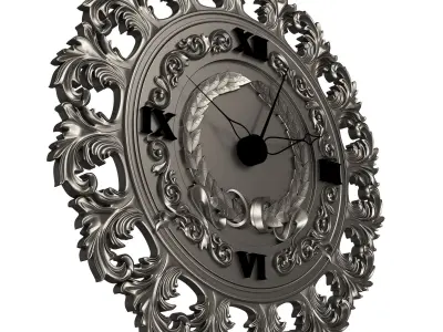 Classic Wall Clock 012 Chrome Low-poly 3D model